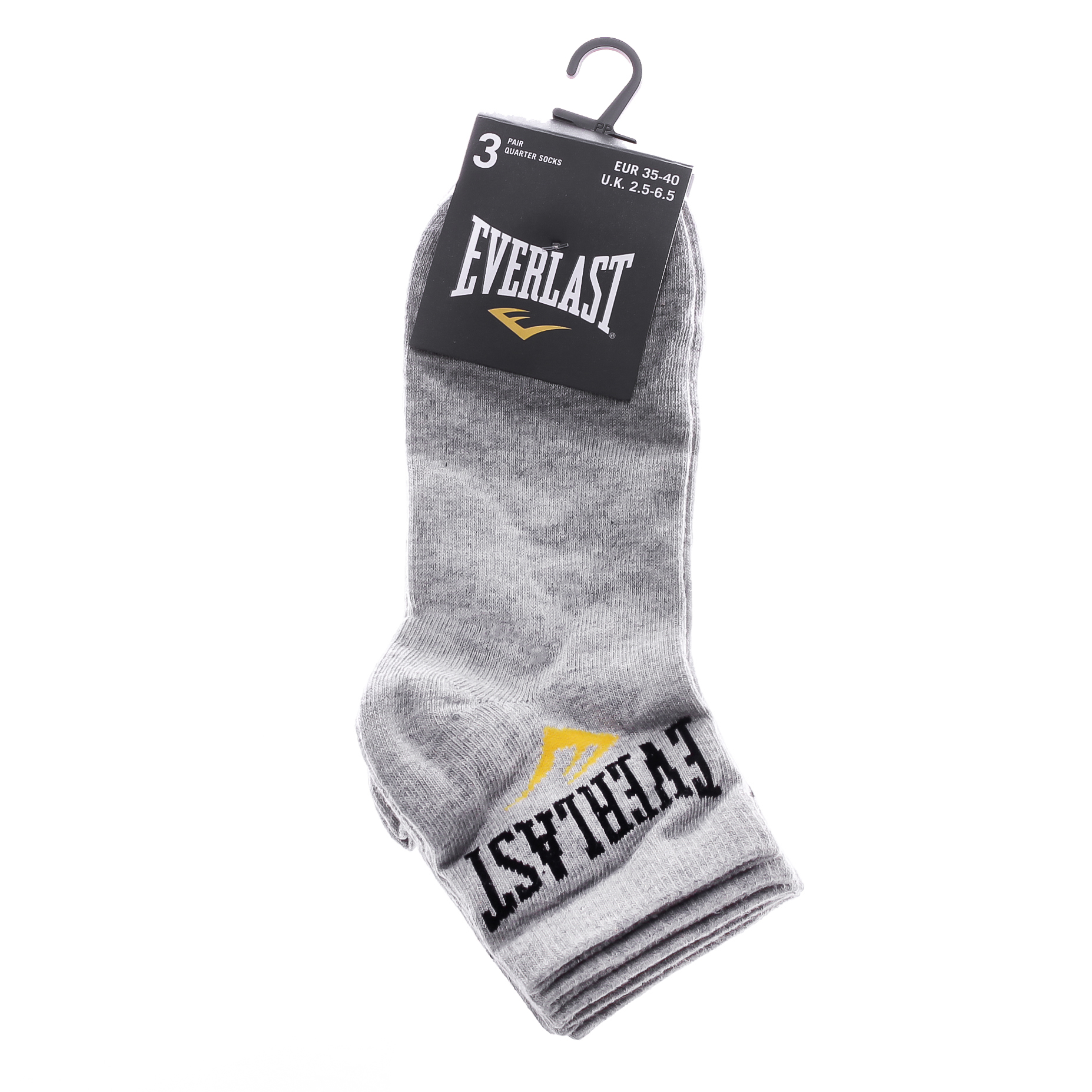 Носки Everlast QUARTER SOCKS 3 PAIR серые Уни 35-40 Носки Everlast QUARTER SOCKS 3 PAIR серые Уни 35-40