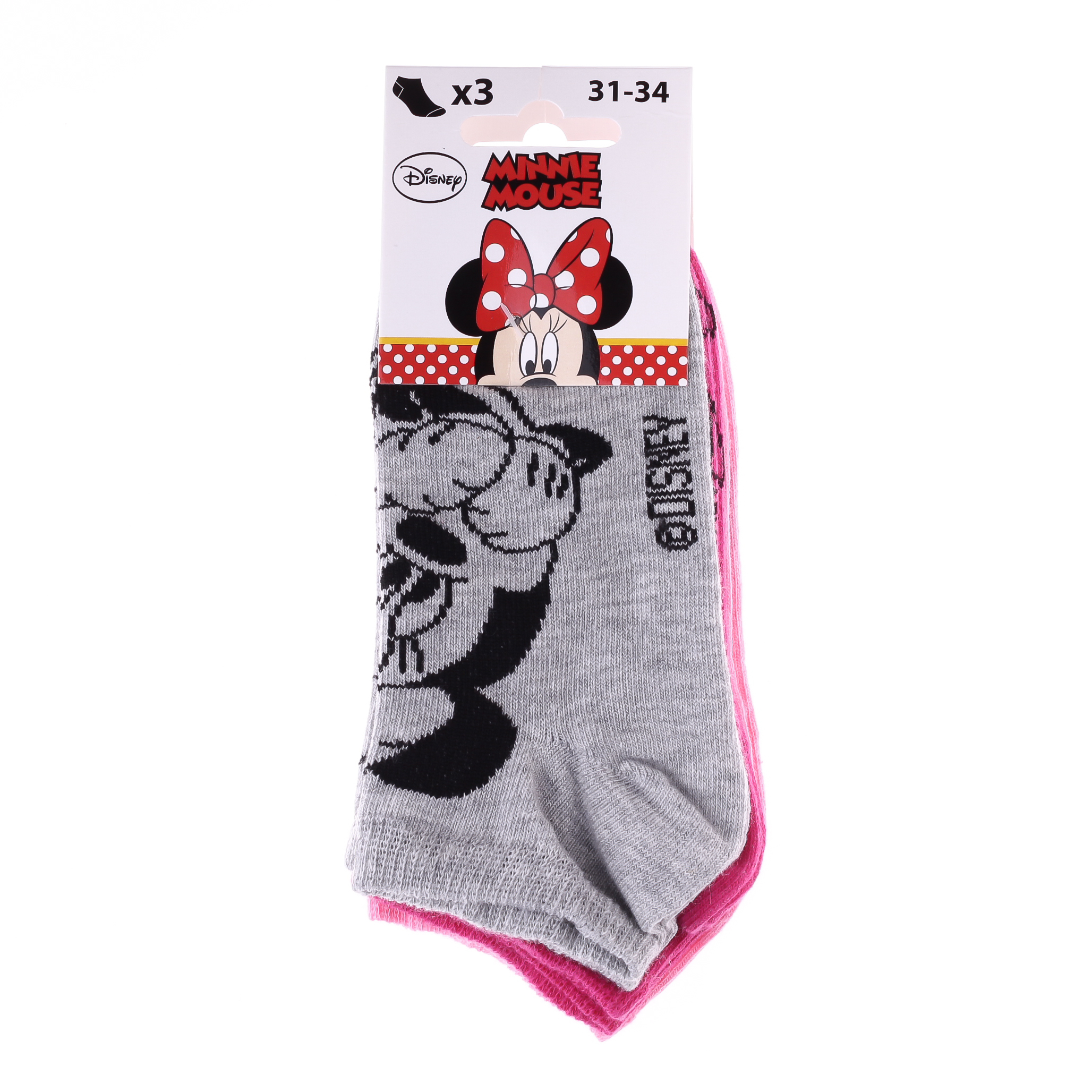 Шкарпетки MINNIE GROS PLAN/MINNIE + POIS/MINNIE 3P пурпурний, чорний, сірий Діт 31-35 арт 83152162-1 Шкарпетки MINNIE GROS PLAN/MINNIE + POIS/MINNIE 3P пурпурний, чорний, сірий Діт 31-35 арт 83152162-1