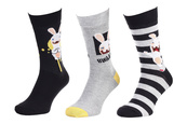 Носки LAPINS CRETINS LAPIN + MAIN JOINTE/LAPIN + RAYURES черный, серый Дет 40-46. Изображение №2