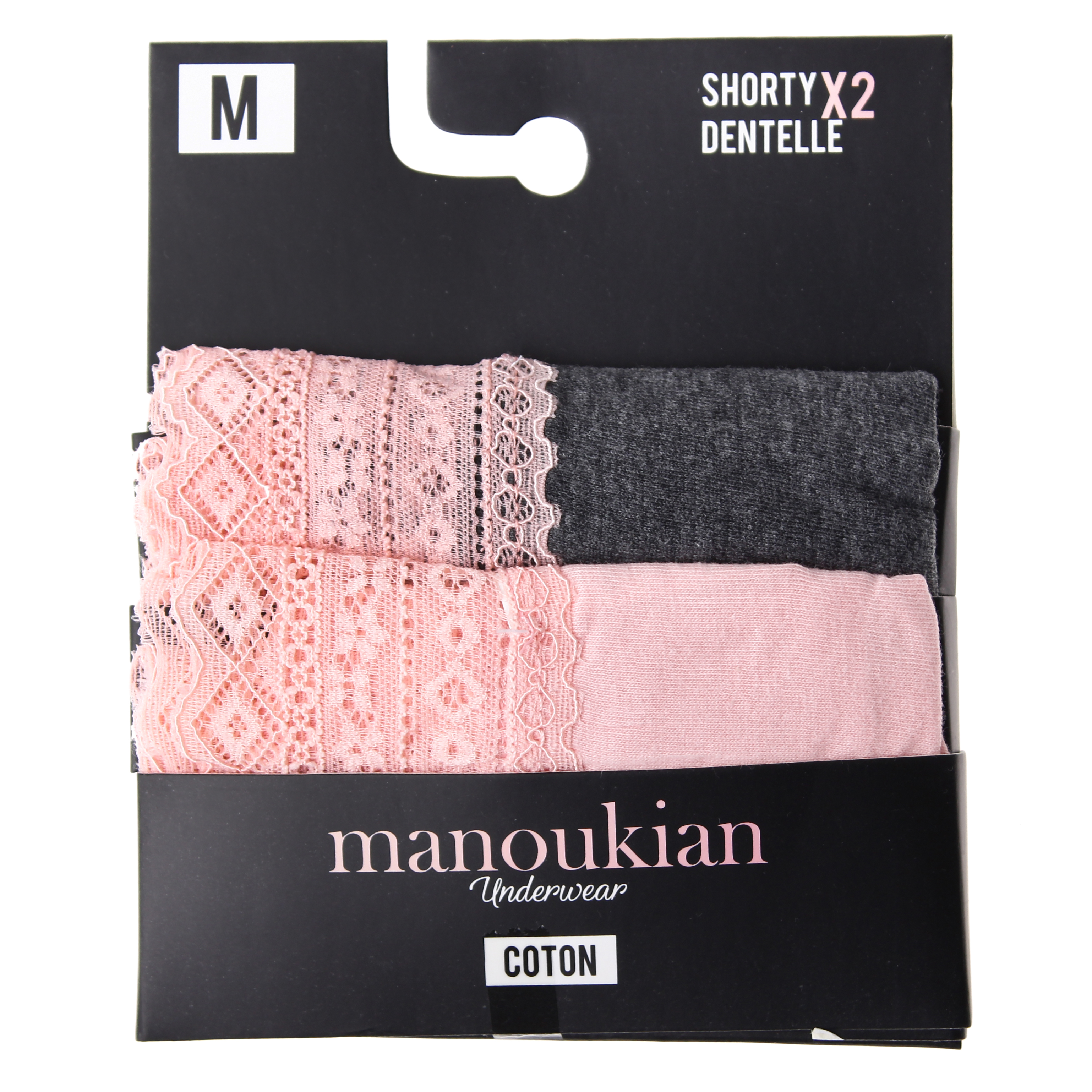 Трусы Manoukian SHORTY-X2 -FEMME темно-серый, розовый Жен S Трусы Manoukian SHORTY-X2 -FEMME темно-серый, розовый Жен S