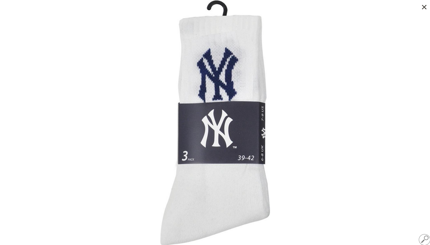 Носки New York Yankees 3 pk Crew белый Уни 35-38 Носки New York Yankees 3 pk Crew белый Уни 35-38