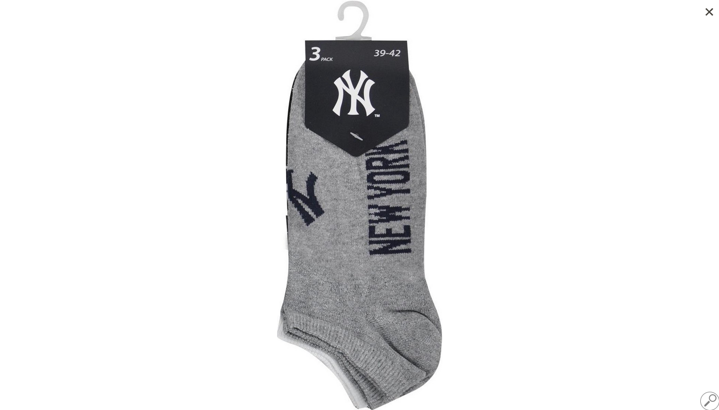 Шкарпетки New York Yankees 3 pk Sneaker чорний, білий, сірий Уні 43-46 Шкарпетки New York Yankees 3 pk Sneaker чорний, білий, сірий Уні 43-46