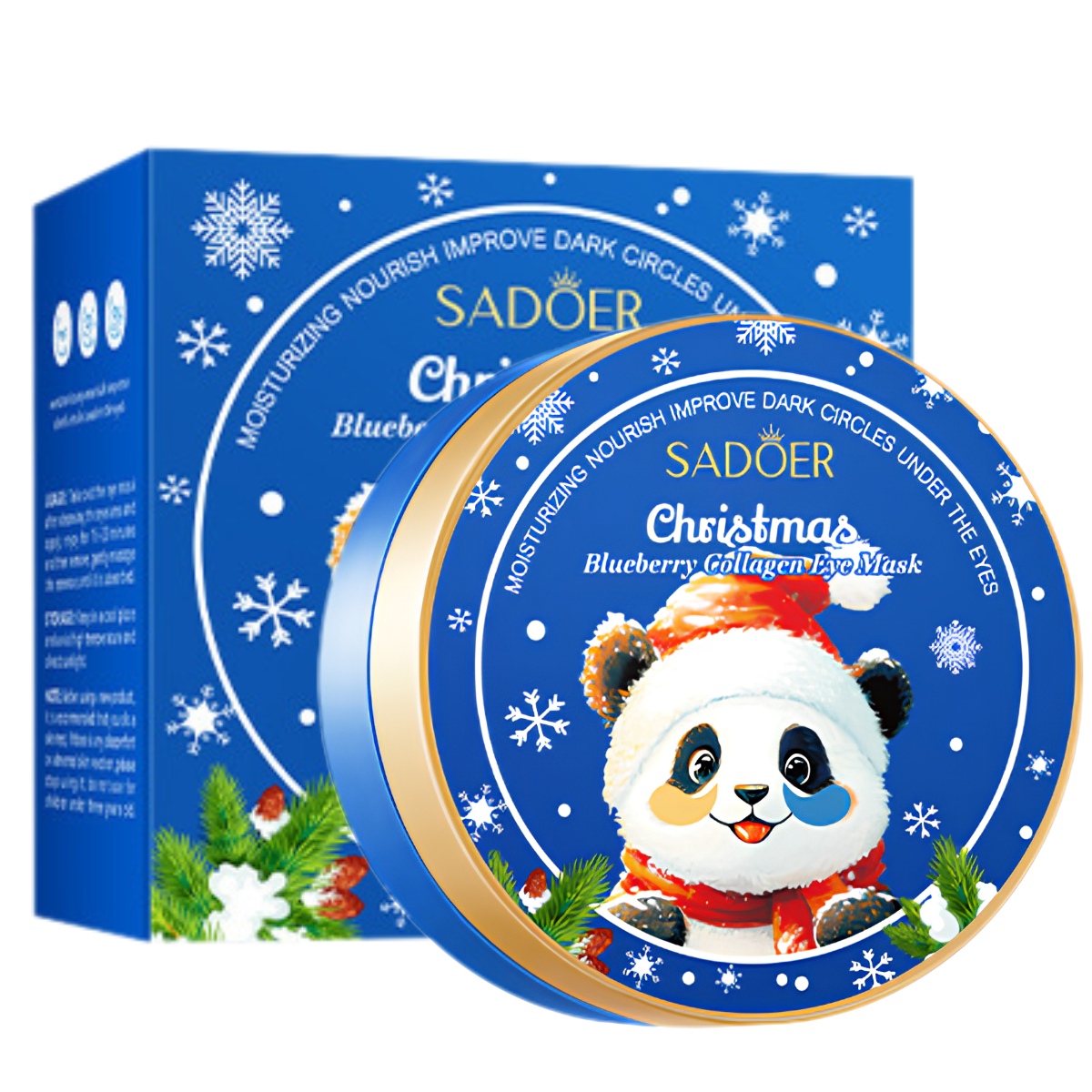 Патчі під очі Sadoer Christmas з колагеном та чорницею 60 шт Патчі під очі Sadoer Christmas з колагеном та чорницею 60 шт