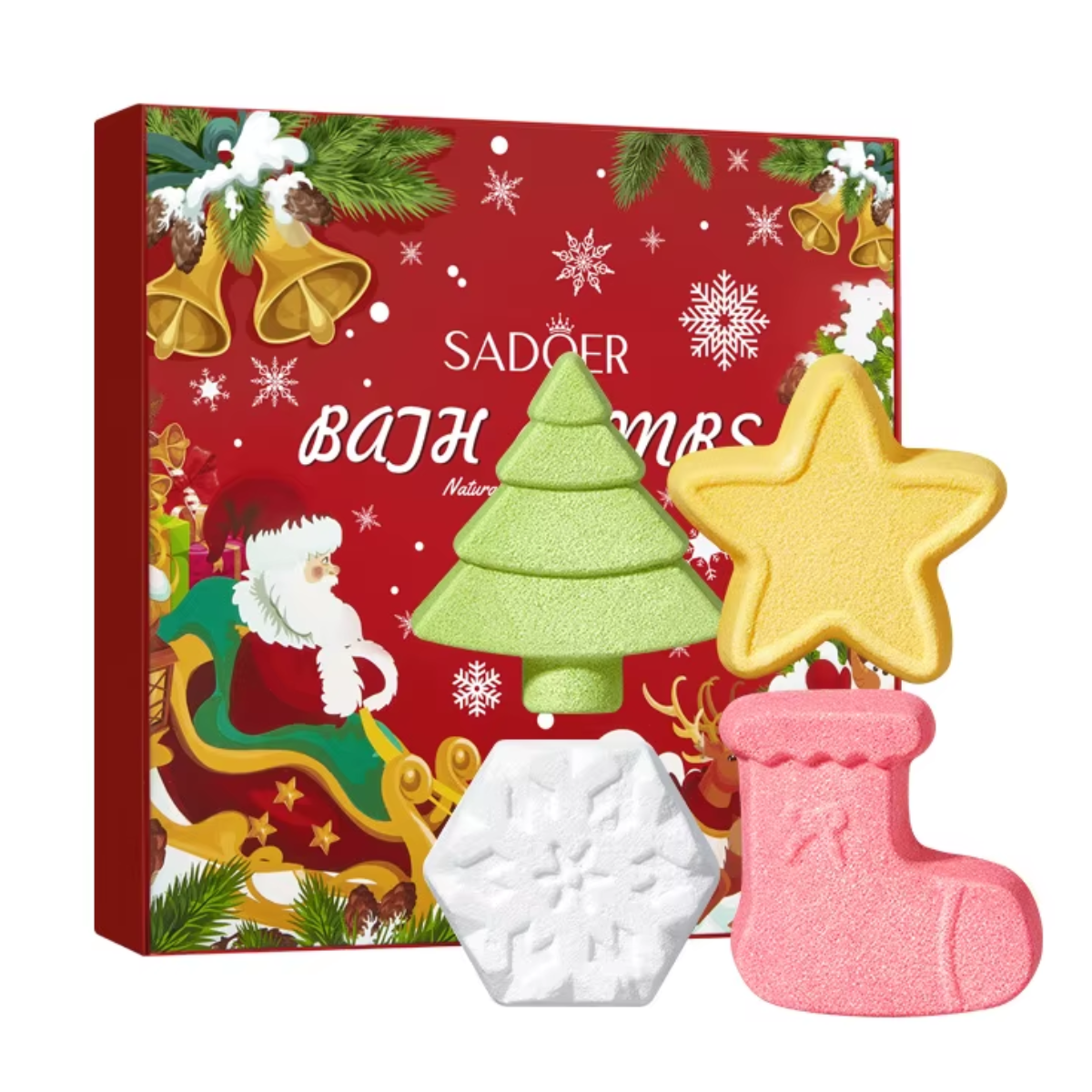 Подарочный набор бомбочек для ванны Sadoer Christmas 4 шт Подарочный набор бомбочек для ванны Sadoer Christmas 4 шт