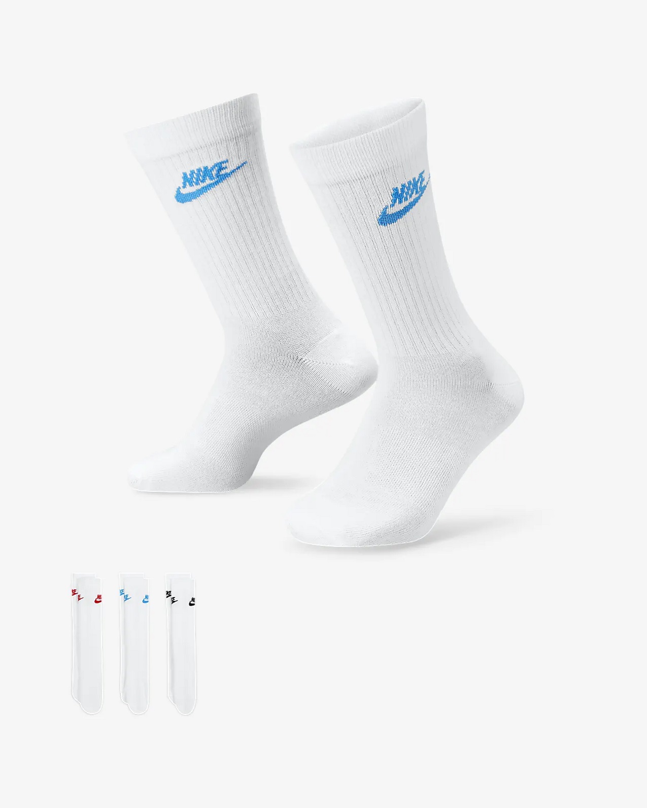 Носки Nike U NK NSW EVERYDAY ESSENTIAL CR 3PR белый, мультиколор Уни 38-42 Носки Nike U NK NSW EVERYDAY ESSENTIAL CR 3PR белый, мультиколор Уни 38-42