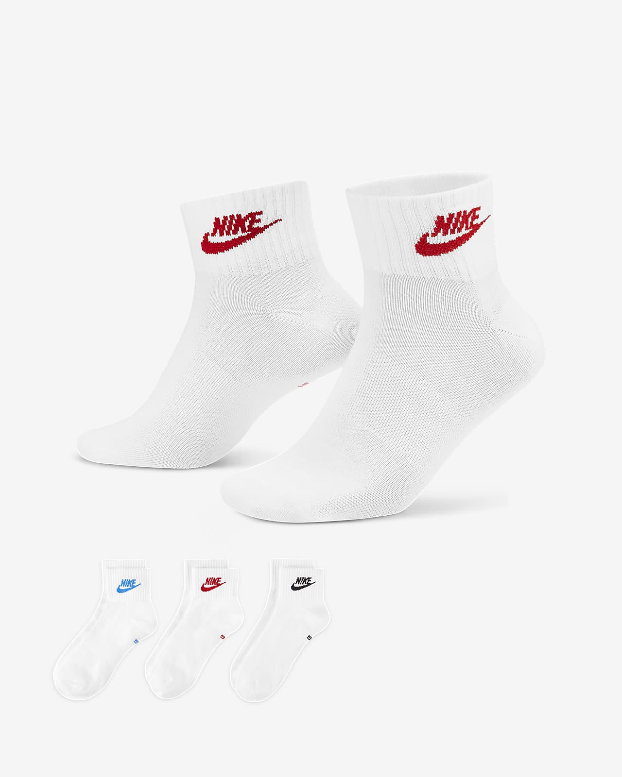 Носки Nike U NK NSW EVERYDAY ESSENTIAL AN 3PR белый, мультиколор Уни 38-42 Носки Nike U NK NSW EVERYDAY ESSENTIAL AN 3PR белый, мультиколор Уни 38-42