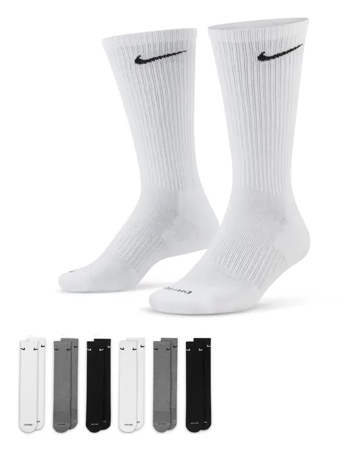 Носки Nike U NK ED PLS CSH CRW 6PR - 132 черный, серый, белый Муж 46-50 Носки Nike U NK ED PLS CSH CRW 6PR - 132 черный, серый, белый Муж 46-50