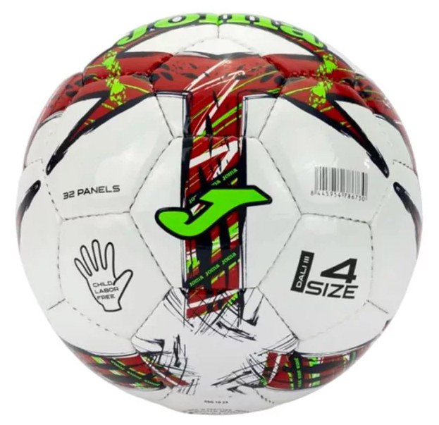Мяч футбольный Joma DALI III белый, красный, салатовый Уни 5 Мяч футбольный Joma DALI III белый, красный, салатовый Уни 5