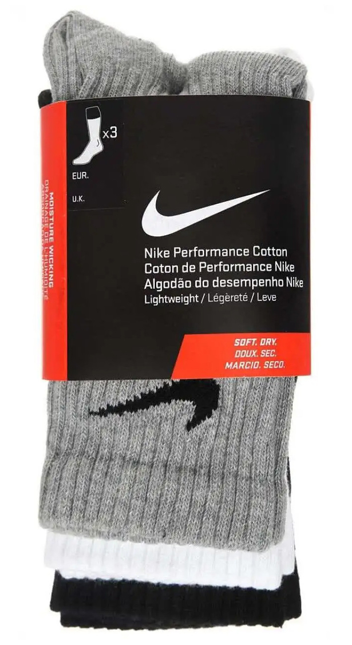 Носки Nike U NK PERF LTWT CRW 3PR NFS 144 черный, белый, серый Уни XL (46-50) Носки Nike U NK PERF LTWT CRW 3PR NFS 144 черный, белый, серый Уни XL (46-50)