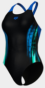 Купальник закритий для жінок Arena BREATH SWIMSUIT V BACK LB синій, чорний, бірюзовий Жін 36. Зображення №2