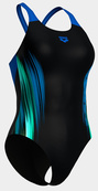 Купальник закритий для жінок Arena BREATH SWIMSUIT V BACK LB синій, чорний, бірюзовий Жін 36. Зображення №3