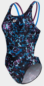 Купальник закритий для жінок Arena ROCKIN SWIMSUIT SWIM TECH MULT чорний, синій, фіолетовий Жін 42. Зображення №2