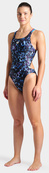 Купальник закритий для жінок Arena ROCKIN SWIMSUIT SWIM TECH MULT чорний, синій, фіолетовий Жін 38. Зображення №3
