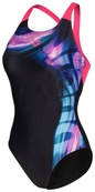 Купальник закритий для жінок Arena DREAMHLINE SWIMSUIT V BACK чорний, фіолетовий, бірюзовій Жін 38. Зображення №2