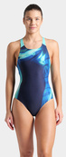 Купальник закритий для жінок Arena DREAMHLINE SWIMSUIT V BACK синій, бірюзовий Жін 36. Зображення №5