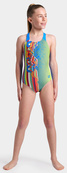 Купальник для девочек Arena PALETTE SWIMSUIT SWIM PRO BACK голубой, желтый, мультиколор Дет 116 см. Изображение №6