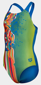 Купальник для дівчат Arena PALETTE SWIMSUIT SWIM PRO BACK блакитний, жовтий, мультикольор Діт. Зображення №2