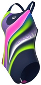 Купальник закритий для жінок Arena WATER FLUIDS SWIMSUIT SWIM PRO темно-синій, рожевий, салатовий Жін 34. Зображення №2