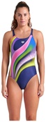 Купальник закритий для жінок Arena WATER FLUIDS SWIMSUIT SWIM PRO темно-синій, рожевий, салатовий Жін 34. Зображення №4