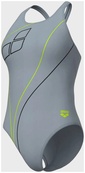 Купальник закрытый для женщин Arena TRAIL SWIMSUIT V BACK серый Жен 42. Изображение №3