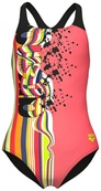 Купальник закритий для дівчат Arena PALETTE SWIMSUIT SWIM PRO BACK кораловий, чорний Діт. Зображення №3