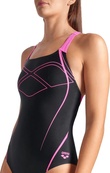 Купальник закритий для жіночок Arena GRAPHIC SWIMSUIT SWIM PRO BACK чорний, рожевий жіночий 42 (009024-590). Зображення №3 Купальник закритий для жіночок Arena GRAPHIC SWIMSUIT SWIM PRO BACK чорний, рожевий жіночий 42 (009024-590). Зображення №3