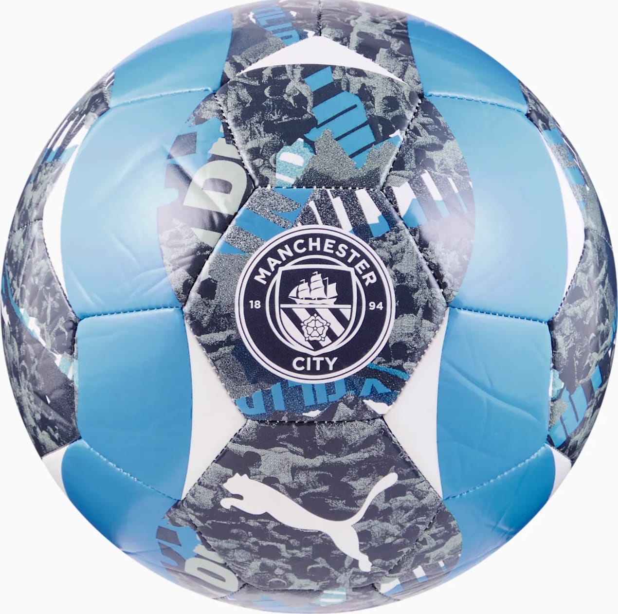 М'яч футбольний Puma MCFC Prematch Ball сірий, блакитний 5 (084548-74) М'яч футбольний Puma MCFC Prematch Ball сірий, блакитний 5 (084548-74)