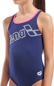 Купальник закритий для дівчат Arena LOGO SWIMSUIT SWIM PRO синій дитячий 128 см (010287-590). Зображення №4