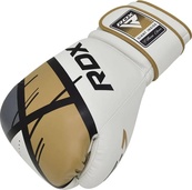 Боксерські рукавиці RDX BOXING GLOVES BGR-F7 білий, золотий 8 унцій (BGR-F7GL). Зображення №2 Боксерські рукавиці RDX BOXING GLOVES BGR-F7 білий, золотий 8 унцій (BGR-F7GL). Зображення №2