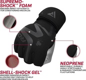 Тренувальні рукавиці RDX GRAPPLING GLOVES NEOPRENE T15 чорний L (GGN-T15MB). Зображення №9 Тренувальні рукавиці RDX GRAPPLING GLOVES NEOPRENE T15 чорний L (GGN-T15MB). Зображення №9