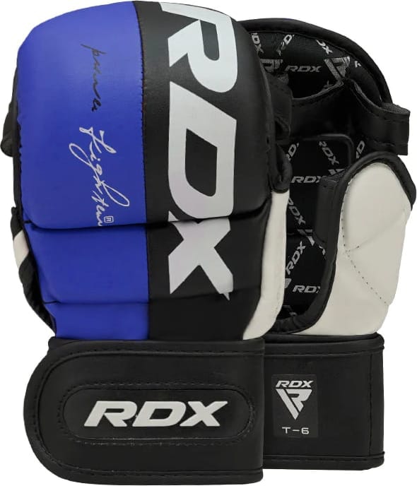 Тренувальні рукавиці RDX GRAPPLING GLOVES REX T6 PLUS чорний, синій, білий XL (GGR-T6U) Тренувальні рукавиці RDX GRAPPLING GLOVES REX T6 PLUS чорний, синій, білий XL (GGR-T6U)