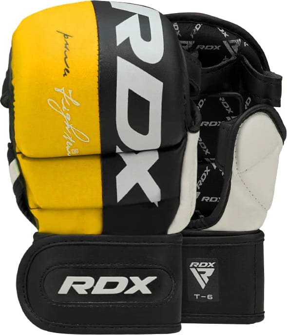 Тренувальні рукавиці RDX GRAPPLING GLOVES REX T6 PLUS чорний, жовтий, білий XL (GGR-T6Y) Тренувальні рукавиці RDX GRAPPLING GLOVES REX T6 PLUS чорний, жовтий, білий XL (GGR-T6Y)