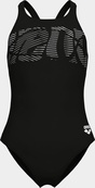 Закрытый купальник для девочек Arena GRAPHIC SWIMSUIT V BACK черный, белый 116 см. Изображение №7