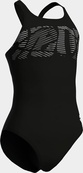 Закрытый купальник для девочек Arena GRAPHIC SWIMSUIT V BACK черный, белый 116 см. Изображение №8