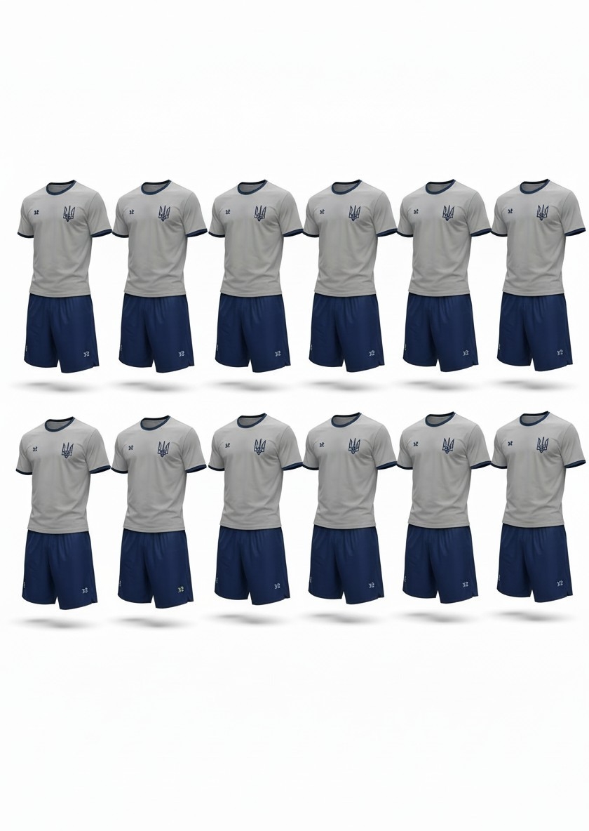 12 комплектів футбольної форми X2 "Start" (сірий/темно-синій) 12X2004G/NB 12 комплектів футбольної форми X2 "Start" (сірий/темно-синій) 12X2004G/NB