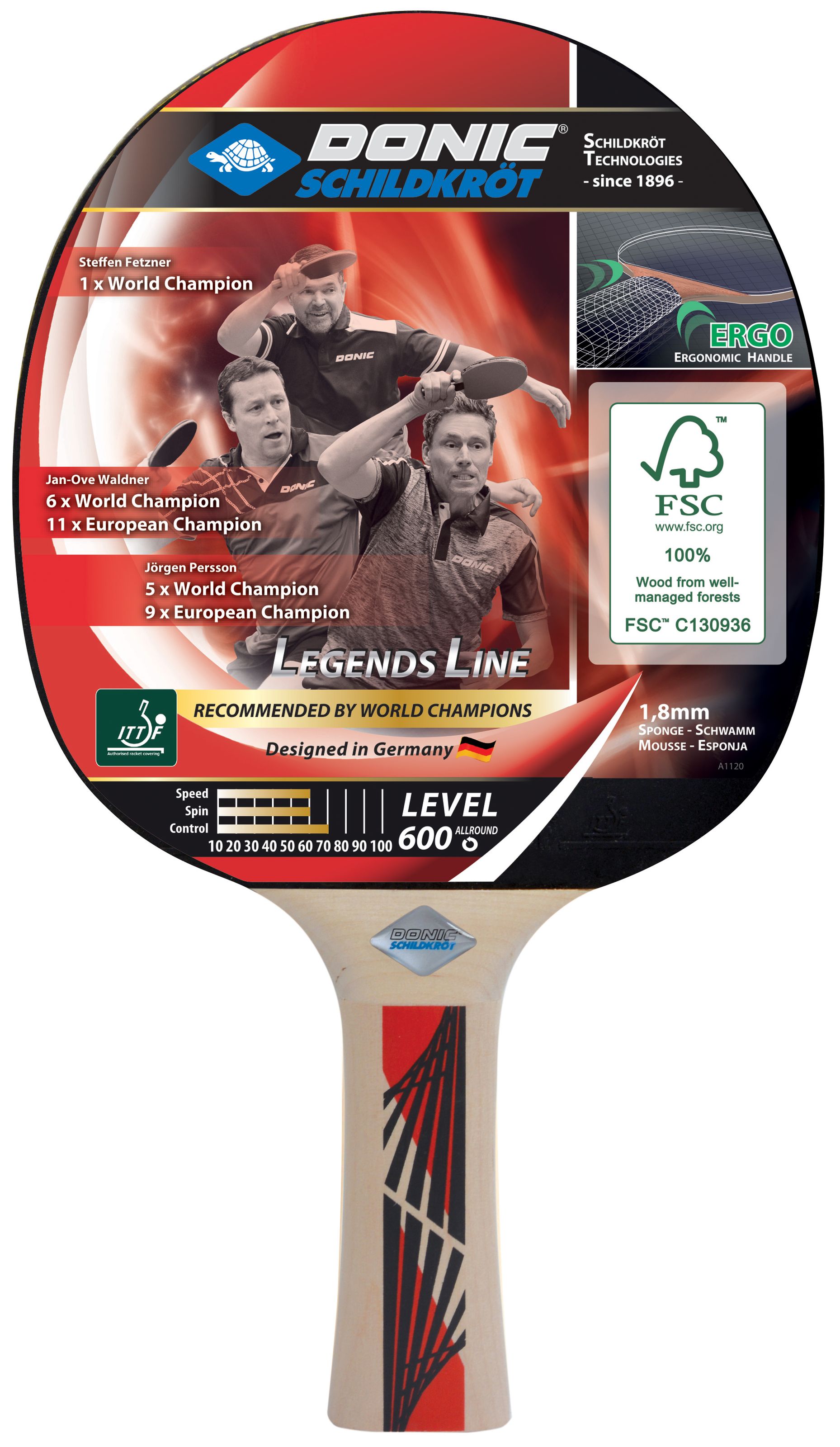 Ракетка для настільного тенісу Donic-Schildkrot Legends 600 FSC Ракетка для настільного тенісу Donic-Schildkrot Legends 600 FSC
