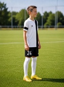 Дитяча футбольна форма X2 League (футболка+шорти), розмір L (білий/чорний). Зображення №3 Дитяча футбольна форма X2 League (футболка+шорти), розмір L (білий/чорний). Зображення №3
