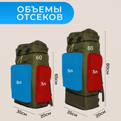 Рюкзак тактический черный 4в1 70 л Водонепроницаемый туристический рюкзак. Цвет: черный. Изображение №4