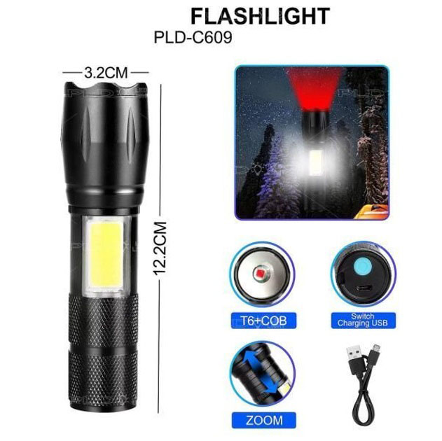 Карманный фонарик PLD C609-T6+COB, Сверхмощный фонарик, Яркий фонарик, Качественный фонарик Карманный фонарик PLD C609-T6+COB, Сверхмощный фонарик, Яркий фонарик, Качественный фонарик