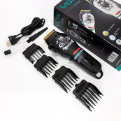 Машинка для стрижки волос и бороды профессиональная VGR V-699 с насадками и LED дисплеем. Цвет: черный. Изображение №2