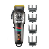 Машинка для стрижки волос и бороды профессиональная VGR V-699 с насадками и LED дисплеем. Цвет: черный. Изображение №4