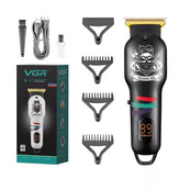 Машинка для стрижки волос и бороды профессиональная VGR V-699 с насадками и LED дисплеем. Цвет: черный. Изображение №7