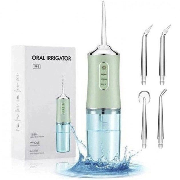 Ирригатор для чистки зубов и полости рта Oral Irrigator с аккумулятором и сменными насадками Green Ирригатор для чистки зубов и полости рта Oral Irrigator с аккумулятором и сменными насадками Green