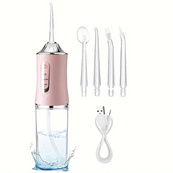 Ирригатор для чистки зубов и полости рта Oral Irrigator с аккумулятором и сменными насадками Pink. Изображение №3 Ирригатор для чистки зубов и полости рта Oral Irrigator с аккумулятором и сменными насадками Pink. Изображение №3