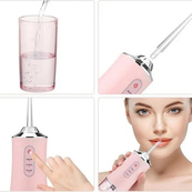 Ирригатор для чистки зубов и полости рта Oral Irrigator с аккумулятором и сменными насадками Pink. Изображение №4 Ирригатор для чистки зубов и полости рта Oral Irrigator с аккумулятором и сменными насадками Pink. Изображение №4