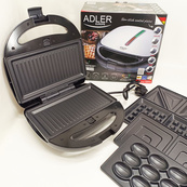 Сендвічниця вафельниця гриль ліщина 5в1 Adler AD 3040 1200Вт. Зображення №3