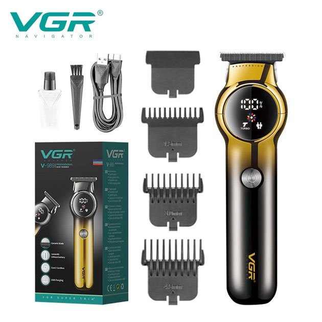 Тример для бороды и усов VGR V-989 7000 об. Машинка для стрижки, окантовки керамика+сталь. Цвет черный Тример для бороды и усов VGR V-989 7000 об. Машинка для стрижки, окантовки керамика+сталь. Цвет черный