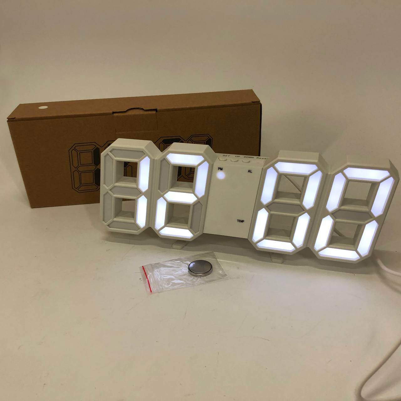 Настольные часы LY-1089 с белой LED-подсветкой белый, электронные светящиеся часы, электронные часы VST Настольные часы LY-1089 с белой LED-подсветкой белый, электронные светящиеся часы, электронные часы VST