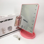 Зеркало для макияжа с 16 LED подсветкой Mirror, косметическое зеркало с подсветкой. Цвет: розовый. Изображение №3