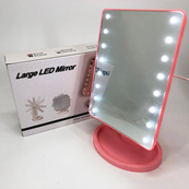 Зеркало для макияжа с 16 LED подсветкой Mirror, косметическое зеркало с подсветкой. Цвет: розовый. Изображение №6